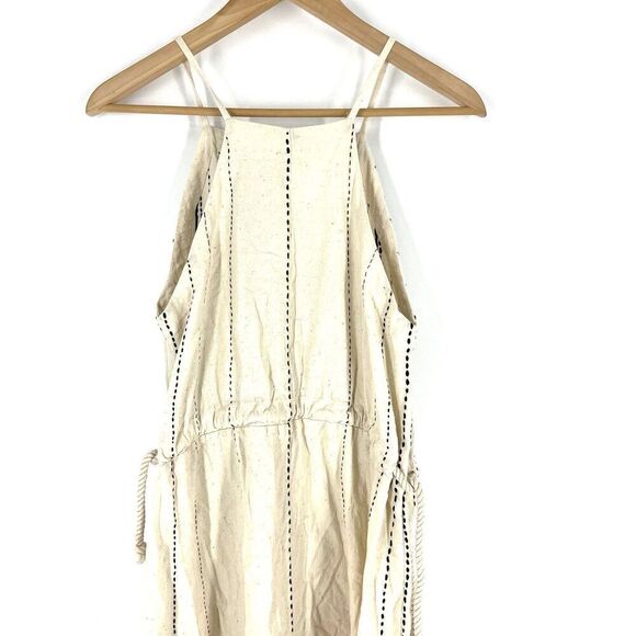 NyMane Dress Size Medium Natural Cream Lea Stripe Black Undyed Kala Cotton Midi - Picture 6 of 8